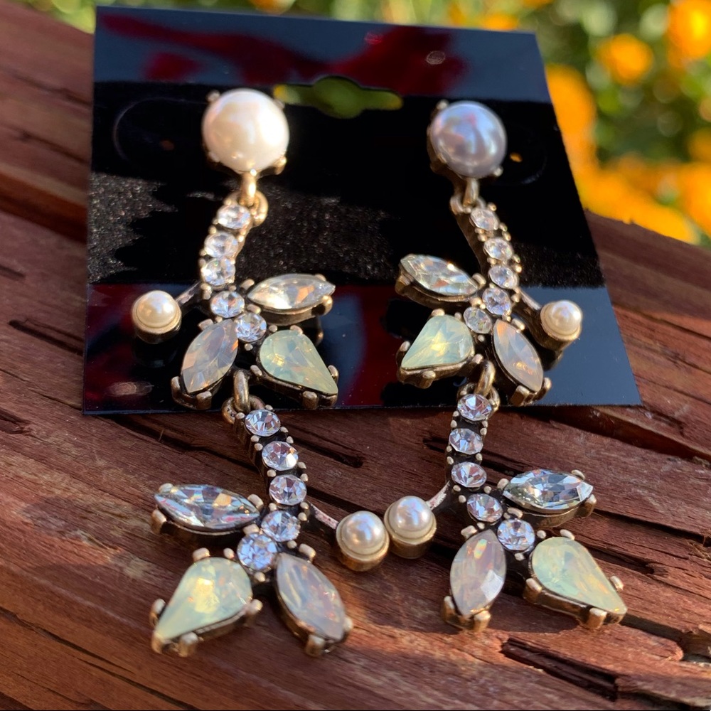 Rhinestone Statement Long Earrings NWT